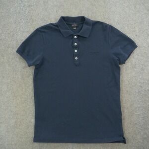 Diesel Polo Shirt Mens Large Blue Pique Logo Short Sleeve Stretch